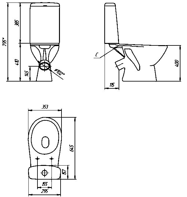 Унитаз-компакт напольный Cersanit Flavis 031 3/6 DPL EO slim 64288 с микролифтом
