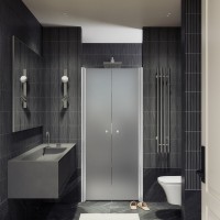 Душевая дверь в нишу Maybahglass MGD-426-1 120 см, профиль матовый белый, стекло сатин