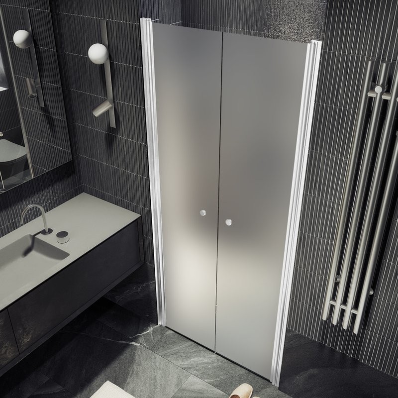 Душевая дверь в нишу Maybahglass MGD-426-1 120 см, профиль матовый белый, стекло сатин
