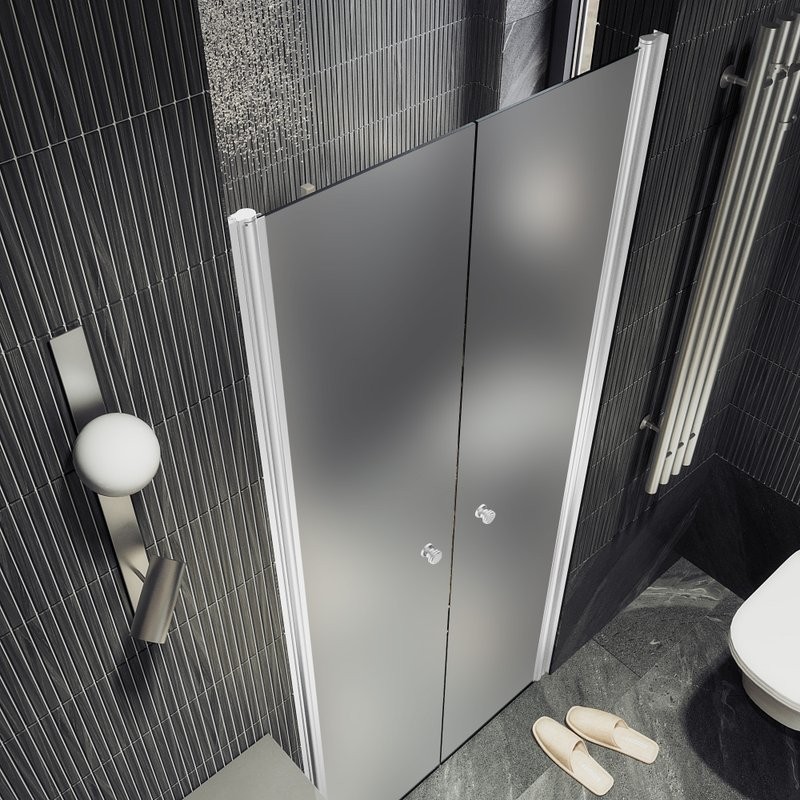 Душевая дверь в нишу Maybahglass MGD-426-1 120 см, профиль матовый белый, стекло сатин