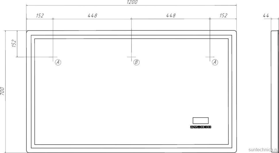 Зеркало Vigo Geometry Media 052 120 с подсветкой, с антизапотевателем
