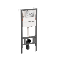 Комплект Ceramicanova Унитаз подвесной Mono CN1905 безободковый, с микролифтом + Инсталляция Balance CN121001CH с кнопкой Circle глянцевый хром