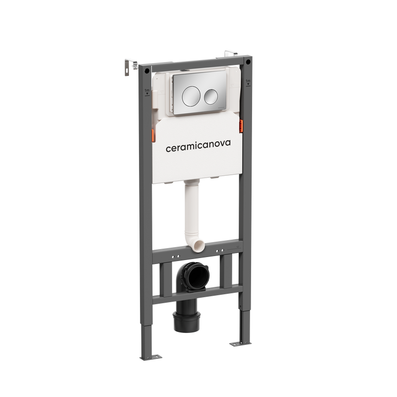 Комплект Ceramicanova Унитаз подвесной Mono CN1905 безободковый, с микролифтом + Инсталляция Balance CN121001CH с кнопкой Circle глянцевый хром