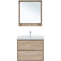 Тумба с раковиной Aquanet Милан 80 подвесная, дуб светлый