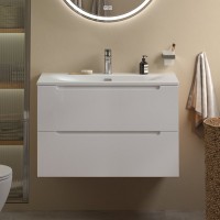 Мебель для ванной комнаты BelBagno Etna 39 80 bianco lucido, раковина BB-8099-3-80