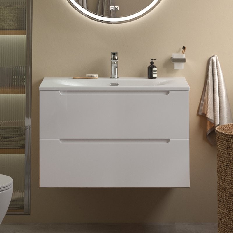 Мебель для ванной комнаты BelBagno Etna 39 80 bianco lucido, раковина BB-8099-3-80