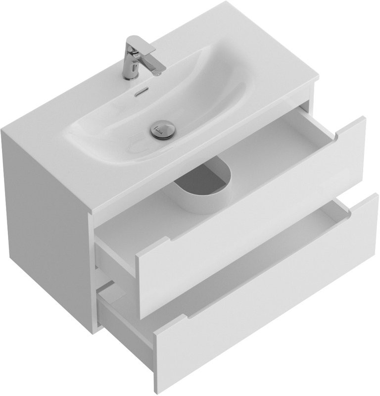 Мебель для ванной комнаты BelBagno Etna 39 80 bianco lucido, раковина BB-8099-3-80