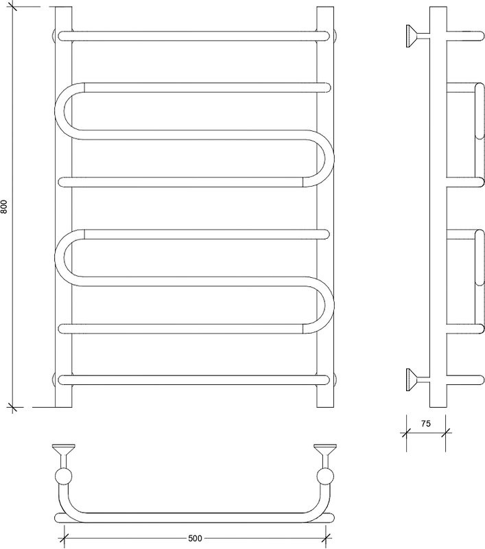 Полотенцесушитель водяной Secado Валенсия 2 80x55 см, глянцевый хром, лесенка