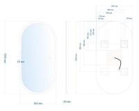 Зеркало Abber Kontur AG6303S-1.0 50х100 см, с подсветкой
