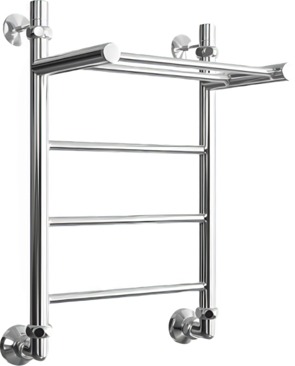 Полотенцесушитель водяной Двин FJ 60x50 К1 1" - 1/2" с полкой, полированный хром