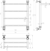Полотенцесушитель водяной Двин FJ 60x50 К1 1" - 1/2" с полкой, полированный хром