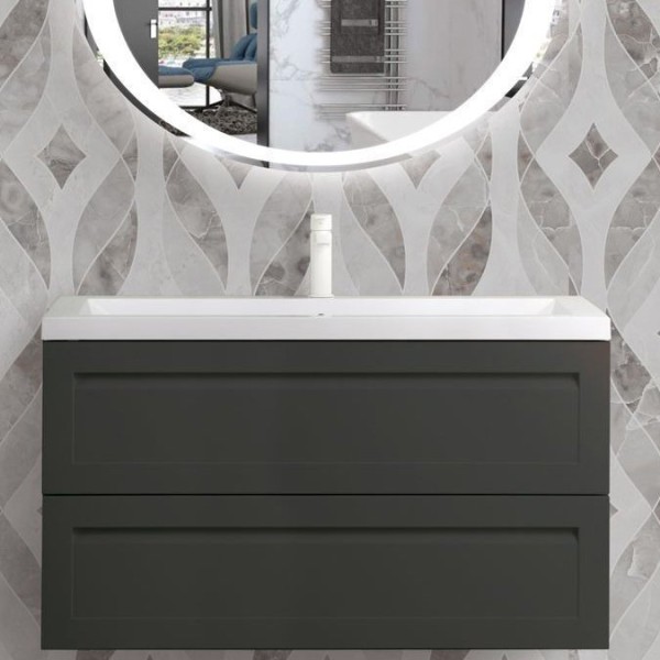 Тумба с раковиной Art&Max Platino 100 подвесная, серая матовая, под раковину AM7117-100