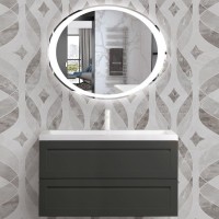 Тумба с раковиной Art&Max Platino 100 подвесная, серая матовая, под раковину AM7117-100