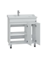 Мебель для ванной комнаты СаНта Марс 80 напольная, с дверками, глянцевая белая