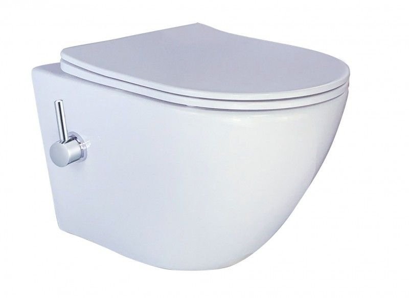 Комплект 3 в 1 Унитаз подвесной Esbano ESWBTERUWN + Инсталляция Fram + Кнопка ESINLPS10GW цвет глянцевый белый