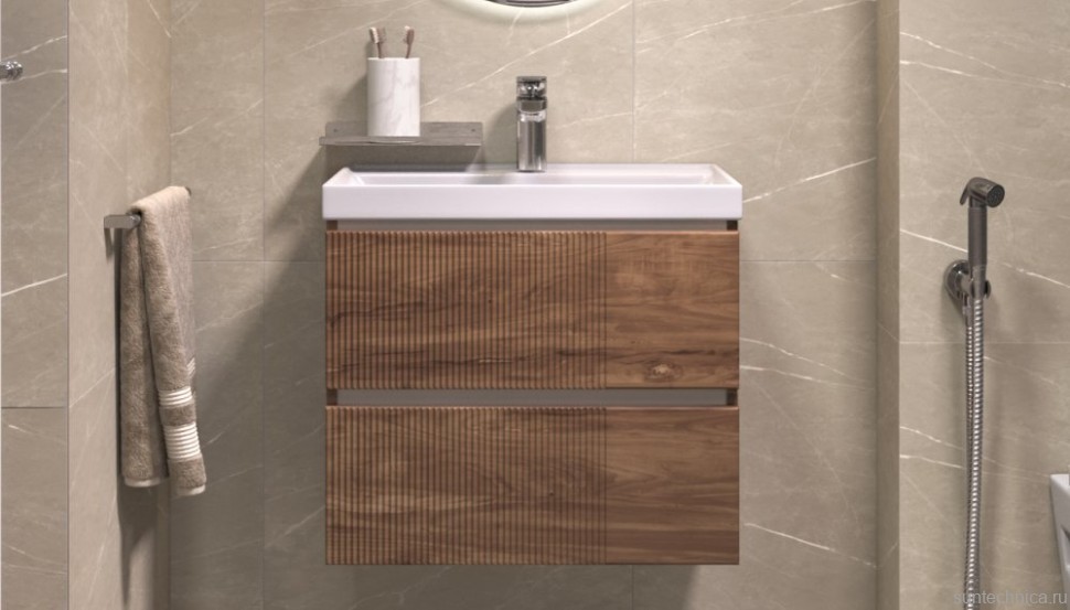 Тумба с раковиной Velvex Mondi 60 акация темная