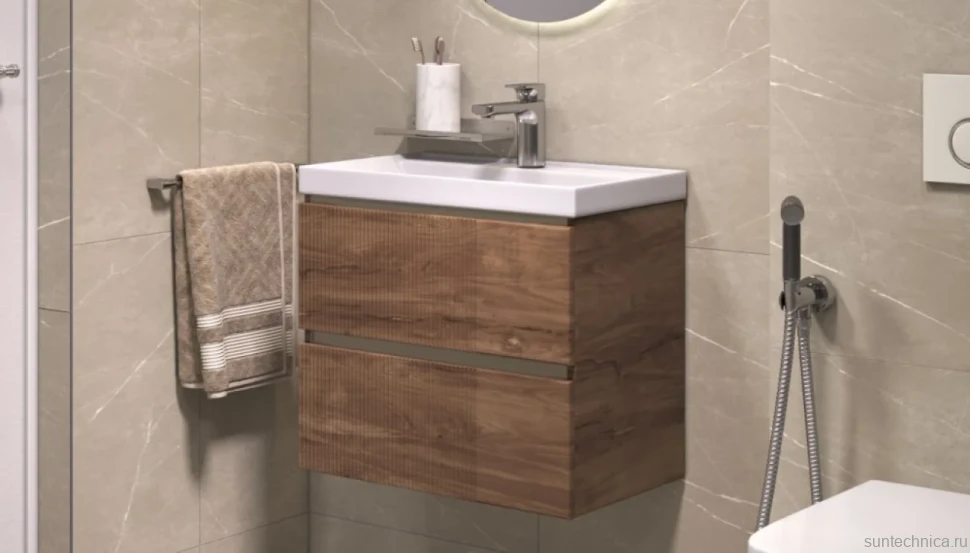 Тумба с раковиной Velvex Mondi 60 акация темная