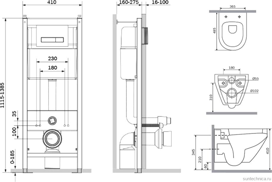 Комплект 5 в 1 AM.PM Spirit IS30251.701700 кнопка смыва хром глянец