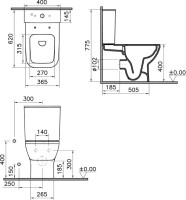 Унитаз-компакт напольный VitrA Integra Square 9833B003-7204 с микролифтом