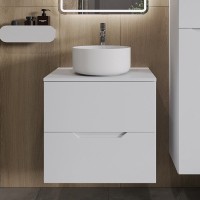 Тумба с раковиной Orange Line 60 подвесная, 2 ящика, матовая белая с раковиной B07-345W