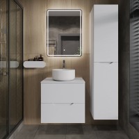 Тумба с раковиной Orange Line 60 подвесная, 2 ящика, матовая белая с раковиной B07-345W