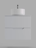 Тумба с раковиной Orange Line 60 подвесная, 2 ящика, матовая белая с раковиной B07-345W
