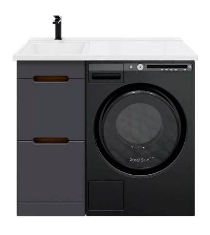 Тумба с раковиной SanStar Darko 100 L под стиральную машину дуб вотан, графит софт, раковина Космос