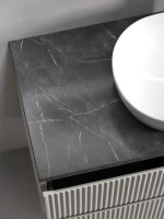 Тумба с раковиной Sancos Snob R 80 см, beige soft, столешница черный мрамор, раковина CN5010