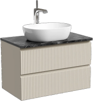 Тумба с раковиной Sancos Snob R 80 см, beige soft, столешница черный мрамор, раковина CN5010