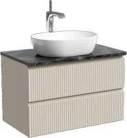 Тумба с раковиной Sancos Snob R 80 см, beige soft, столешница черный мрамор, раковина CN5010