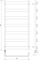 Полотенцесушитель электрический Secado Кродо 100х50 105x55 см, подключение слева, черный матовый, лесенка