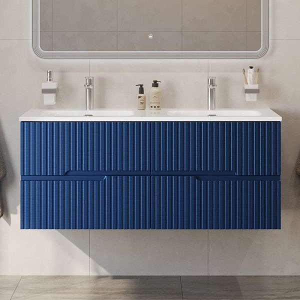 Тумба с раковиной Cezares Duet 120 sapfiro, раковина Cezares CZR-8073-120-2 двойная