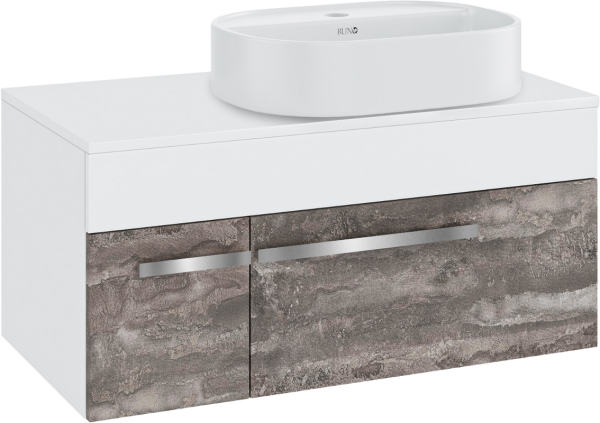 Тумба с раковиной Runo Вудлайн 85 подвесная, железный камень, раковина Nuovo 50