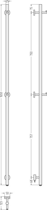 Полотенцесушитель электрический Сунержа Аскет 165 см 165x5 см, темный титан муар, I-образный