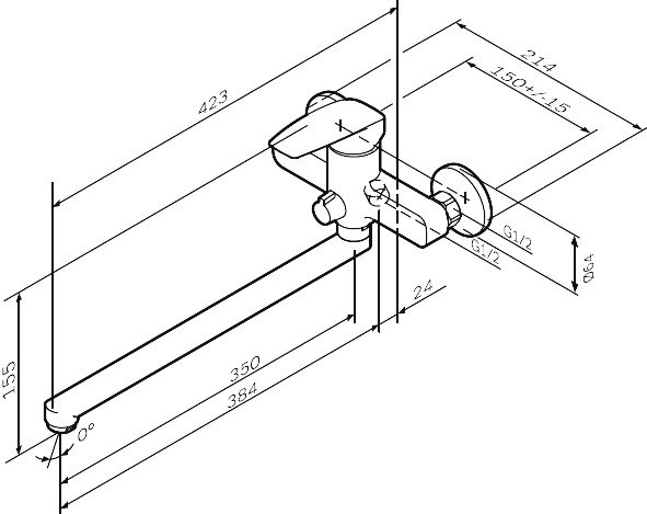 Смеситель с длинным изливом для ванны AM.PM Tender F45A90000