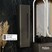 Шкаф-пенал для ванной Jorno Shine 35 подвесной, антрацит