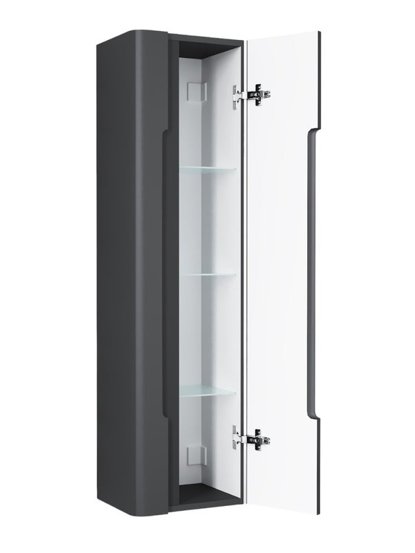 Шкаф-пенал для ванной Jorno Shine 35 подвесной, антрацит