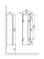 Шкаф-пенал для ванной Jorno Shine 35 подвесной, антрацит
