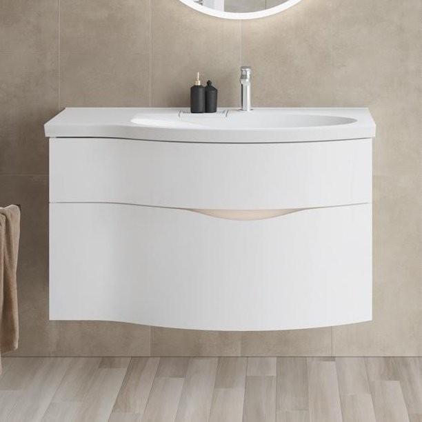 Тумба с раковиной KERAMA MARAZZI Riva 100, правая подвесная, белая матовая