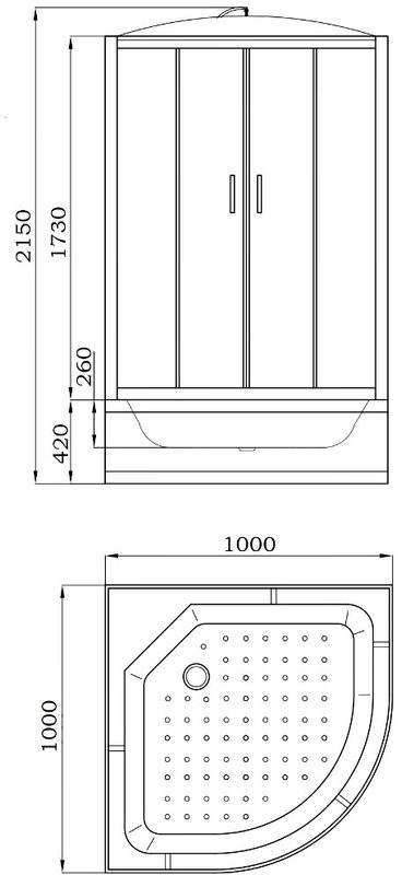 Душевая кабина Parly Classic Эконом EC1021 100х100, с высоким поддоном