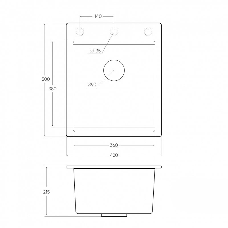 Мойка кухонная Emar Quartz EMQ-1420.Q Антрацит