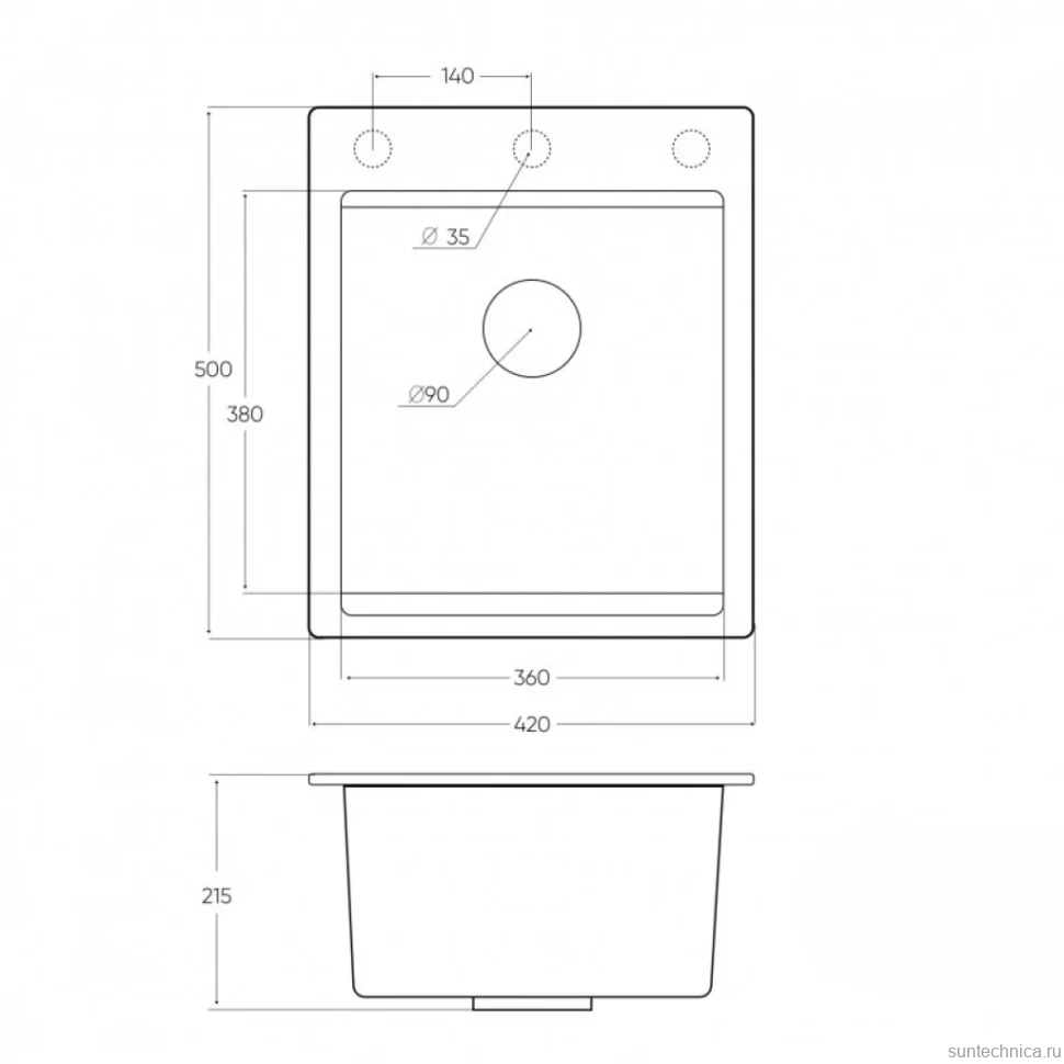 Мойка кухонная Emar Quartz EMQ-1420.Q Антрацит