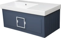 Мебель для ванной комнаты La Fenice Cubo 90 L синяя, ручка белая