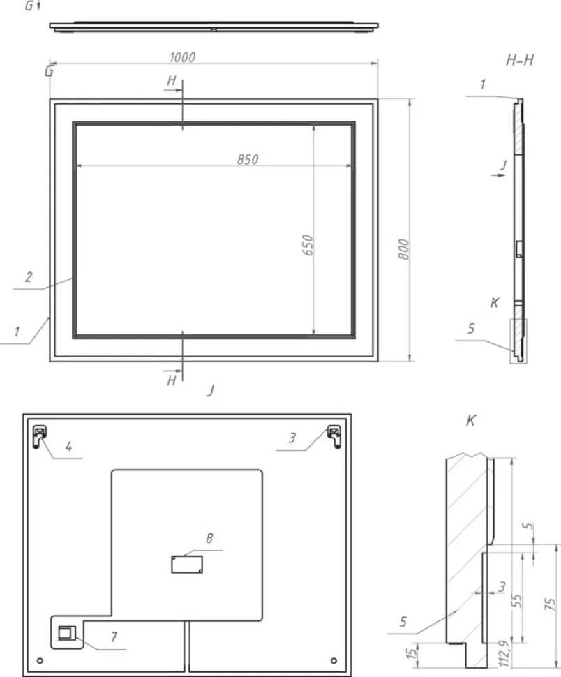 Мебель для ванной комнаты La Fenice Cubo 90 L синяя, ручка белая