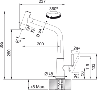 Смеситель для кухни Franke Icon Pull Out 115.0625.190 матовый черный
