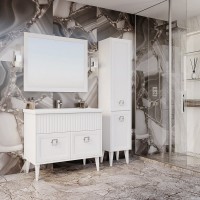 Тумба с раковиной ASB-Woodline Риола 100 белая, раковина Фостер 100