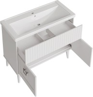 Тумба с раковиной ASB-Woodline Риола 100 белая, раковина Фостер 100