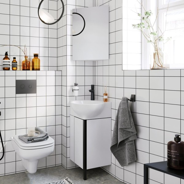 Мебель для ванной комнаты Aqwella Porto 45 угловая, белая, фурнитура черная