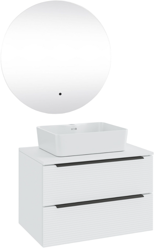 Мебель для ванной комнаты Runo Орлеан 70 белая матовая, белый глянец, раковина Lavello 50