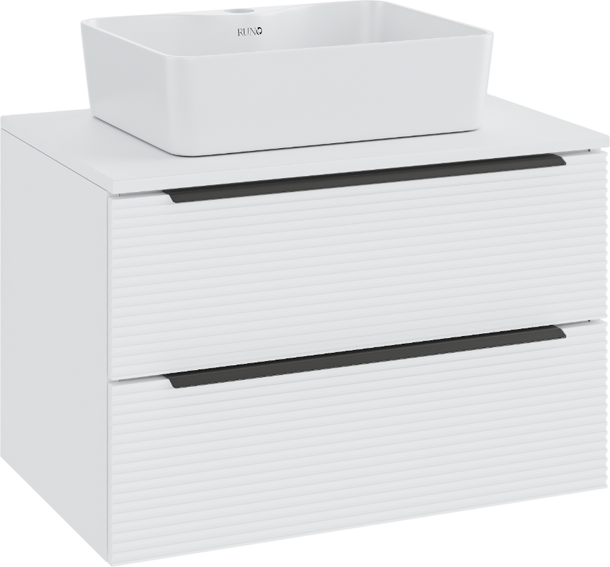 Мебель для ванной комнаты Runo Орлеан 70 белая матовая, белый глянец, раковина Lavello 50